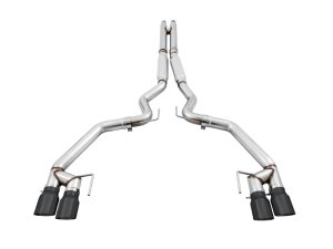 Ford Mustang Performance Exhaust - AWE Tuning - Cat Back, Track Edition, Quad Diamond Black Tips - Diamond Black - `18-`27